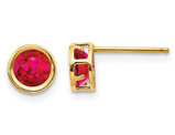 Natural Red Ruby 1.40 Carat (ctw) Stud Earrings in 14K Yellow Gold